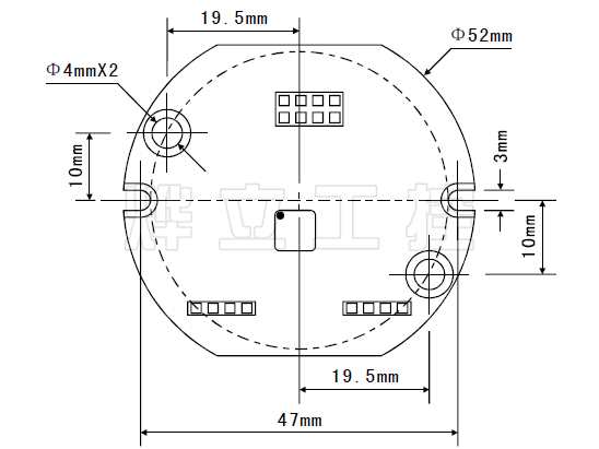 WZP2088AX-V304溫度變送器智能板尺寸圖